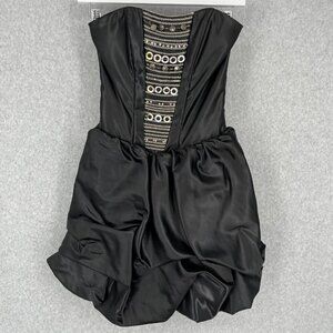 Jessica McClintock Gunne Sax Bubble Mini Dress Size 1 Black Fairy Whimsigoth VTG